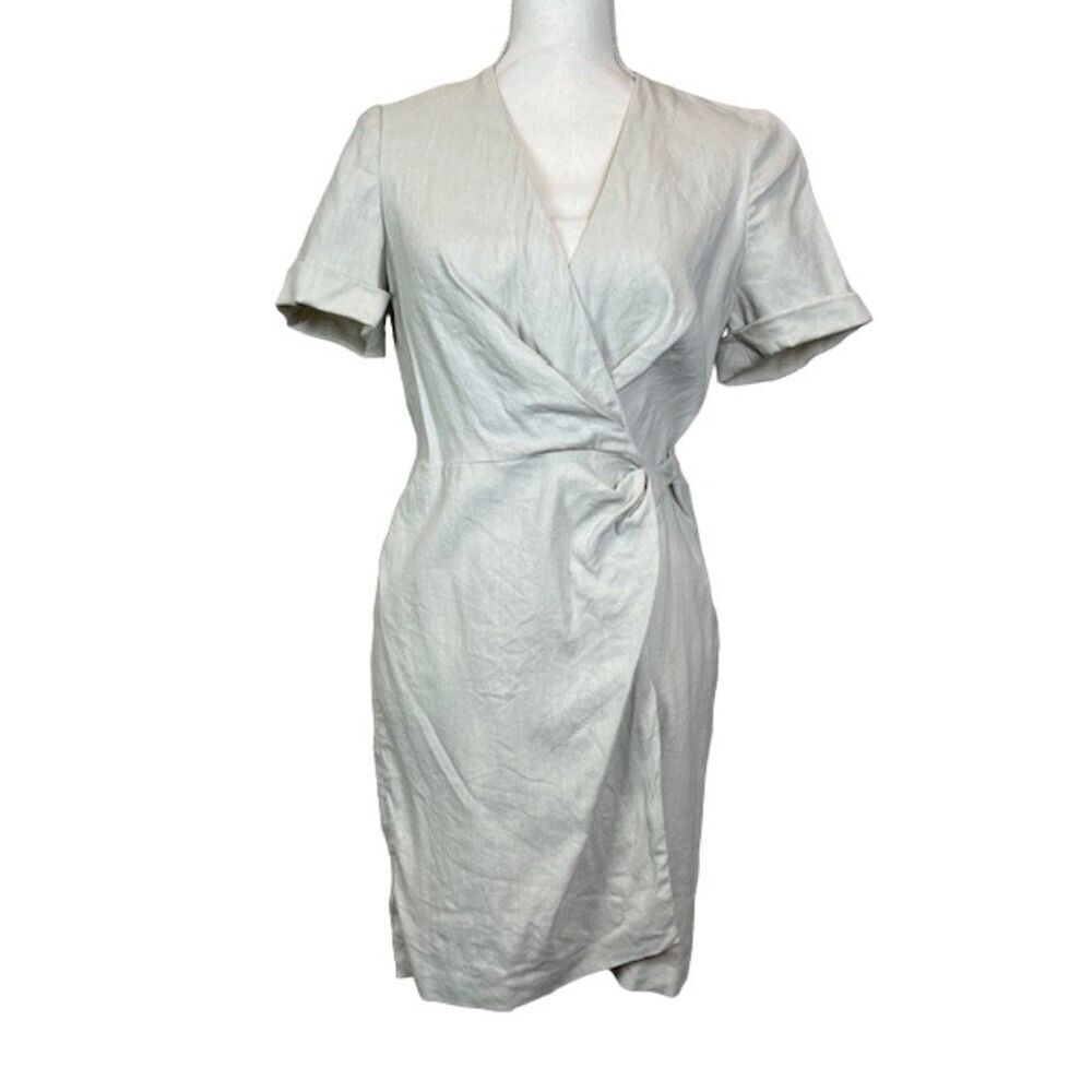 Isabel Marant Etoile Linen Blend Stretch Wrap Dress Beige Neutral‎ Size 6 (36)